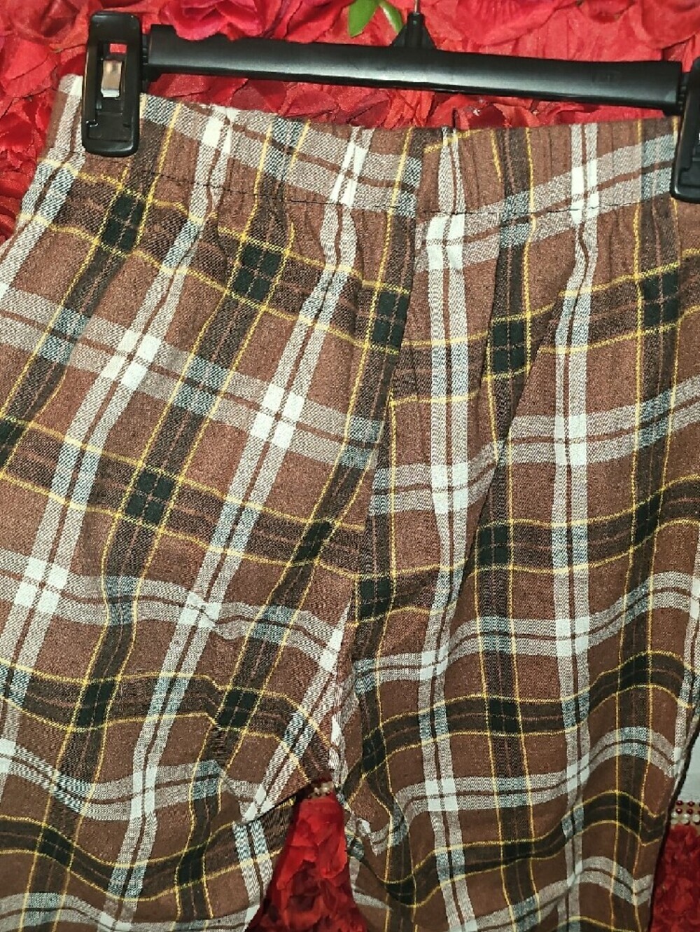 Womens Brown/Yellow Plaid Lounge Pants Size Medium (NO SIZE TAG) - Picture 6 of 7
